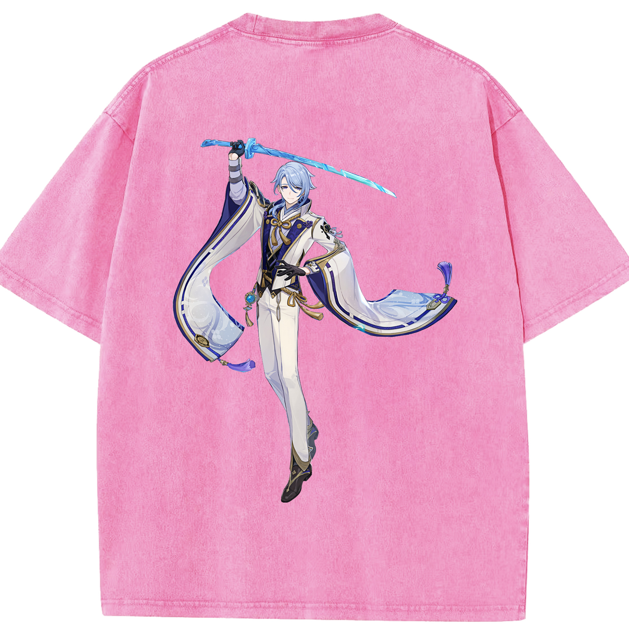 げんし神 神里綾人 かみさとあやと genshin Kamisato Ayato 綿100% ヴィンテージ風 半袖Tシャツ（背面プリント）
